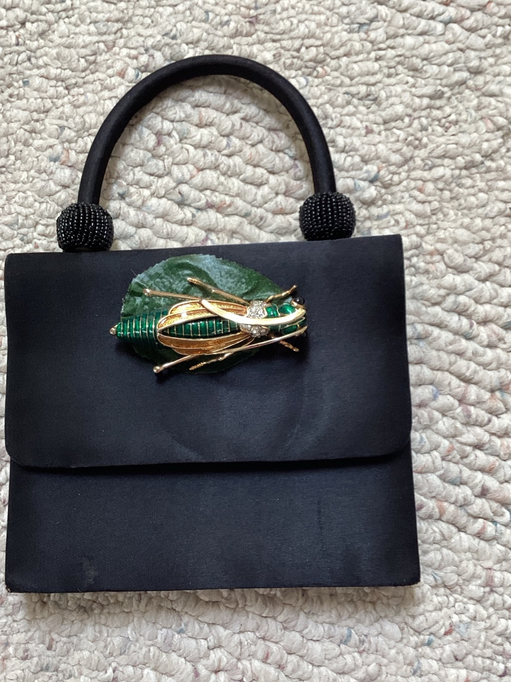 Marg of Pepper Pike black fabric evenings bag Whimsical Eclectic Fairycore